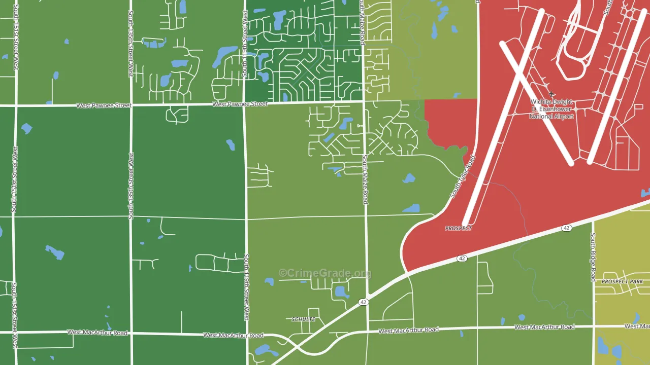 Schulte, KS Map of Burglary Rates