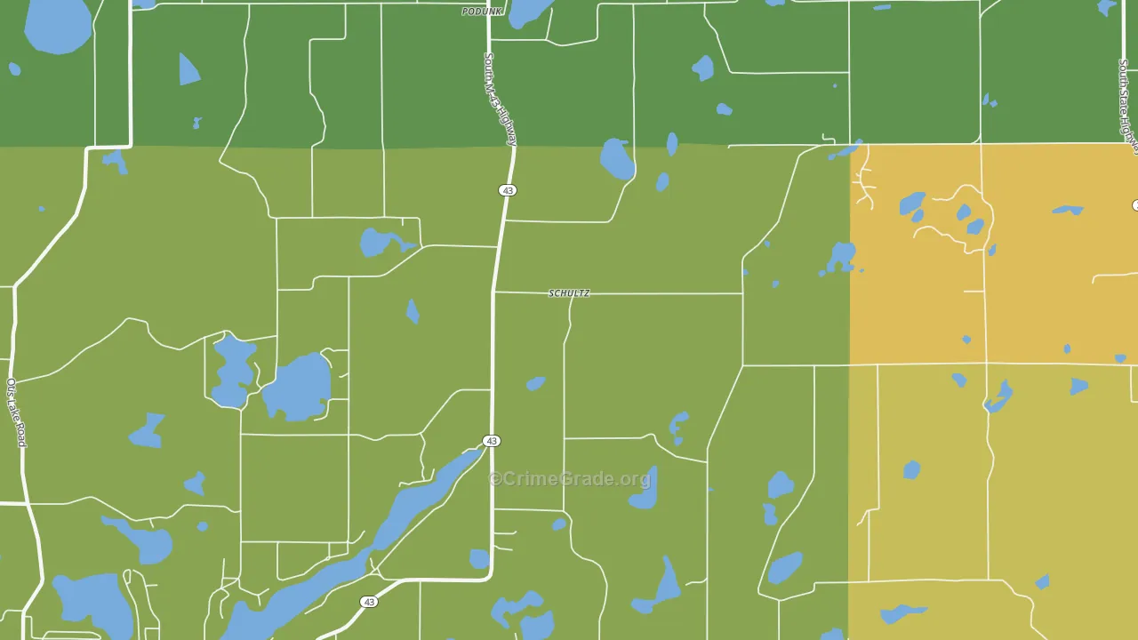 Schultz, MI Map of Burglary Rates