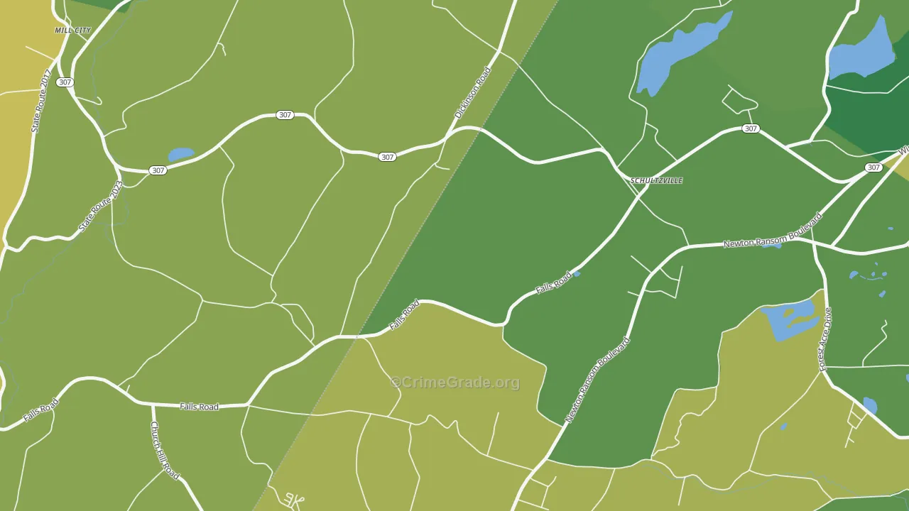 Schultzville, PA Map of Burglary Rates