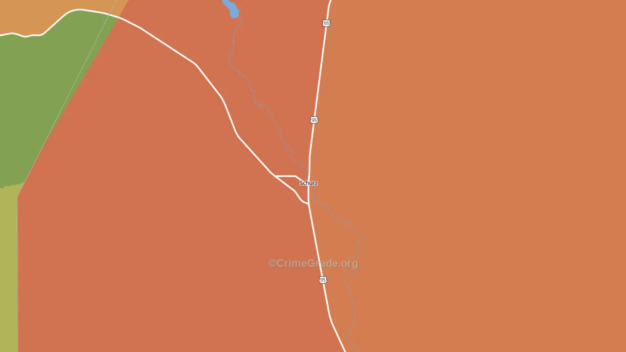 Schurz, NV Map of Burglary Rates