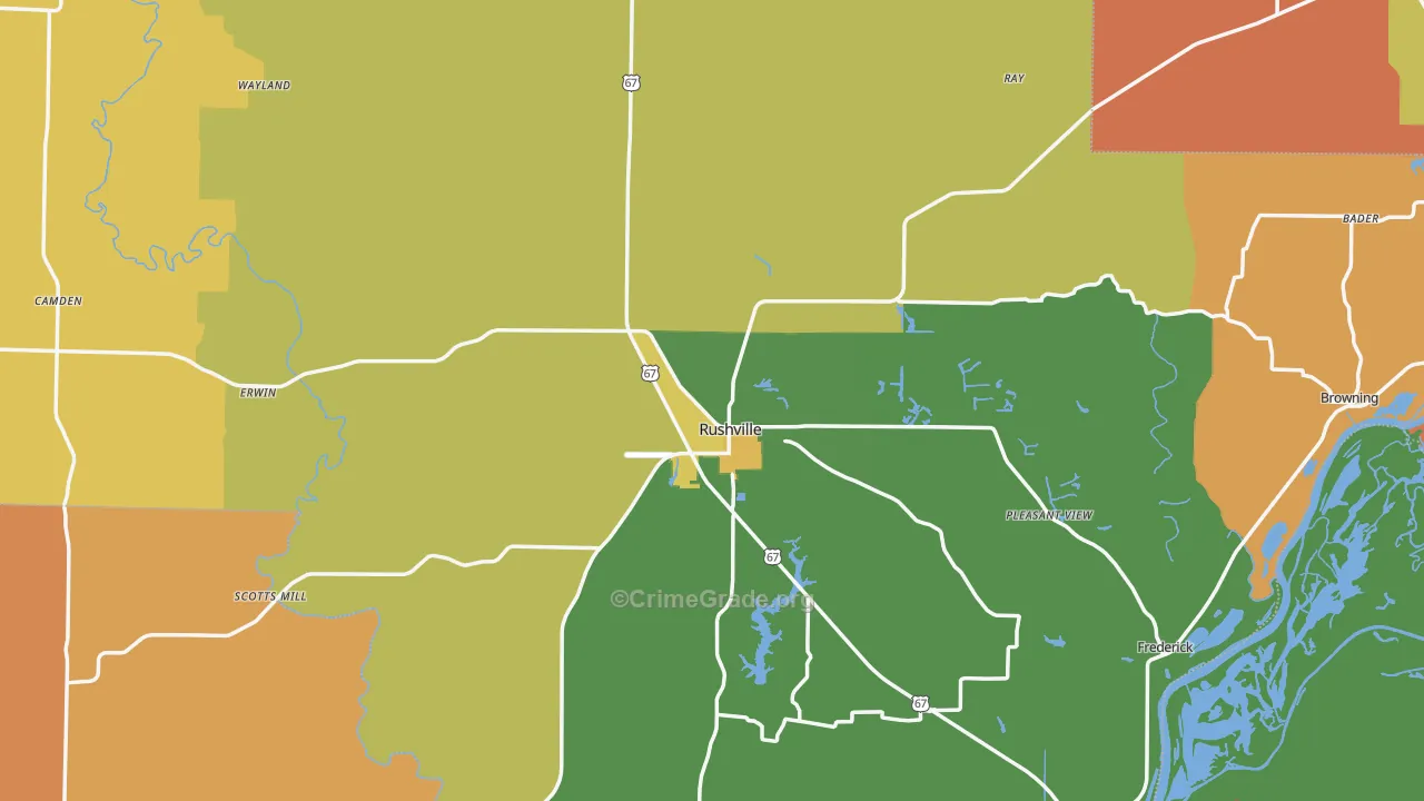 Schuyler County, IL Map of Burglary Rates