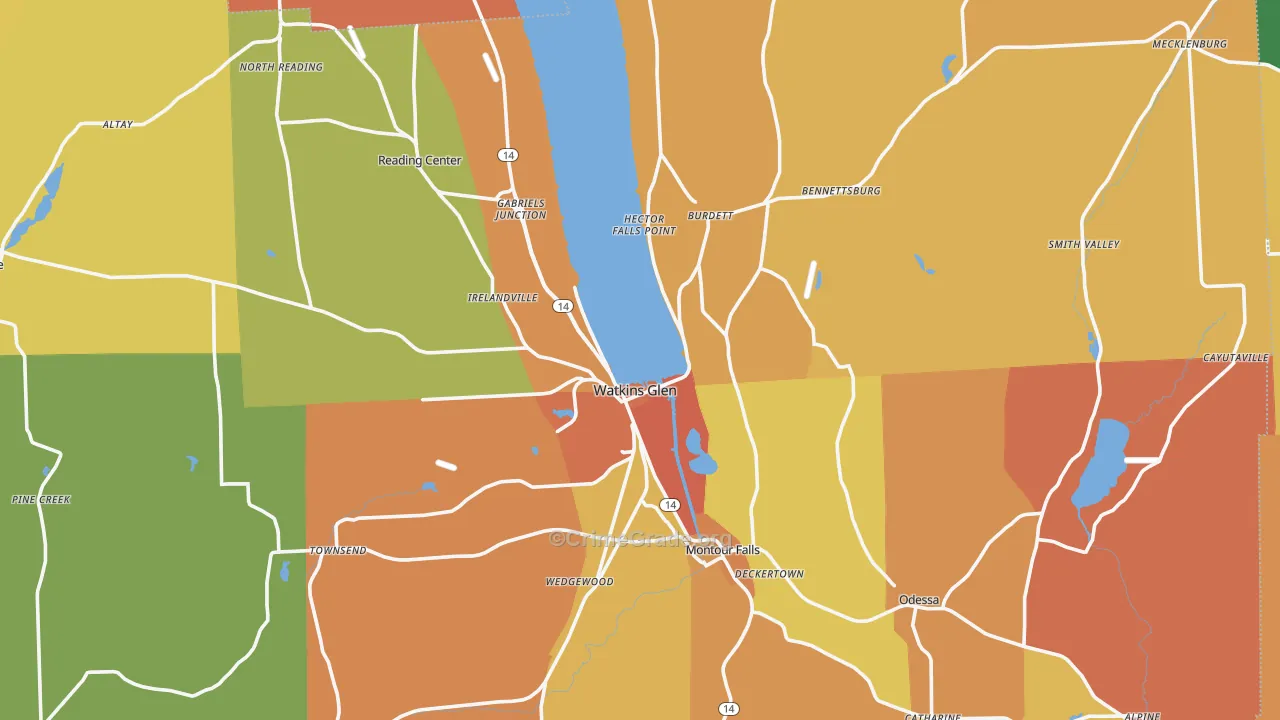Schuyler County, NY Map of Burglary Rates