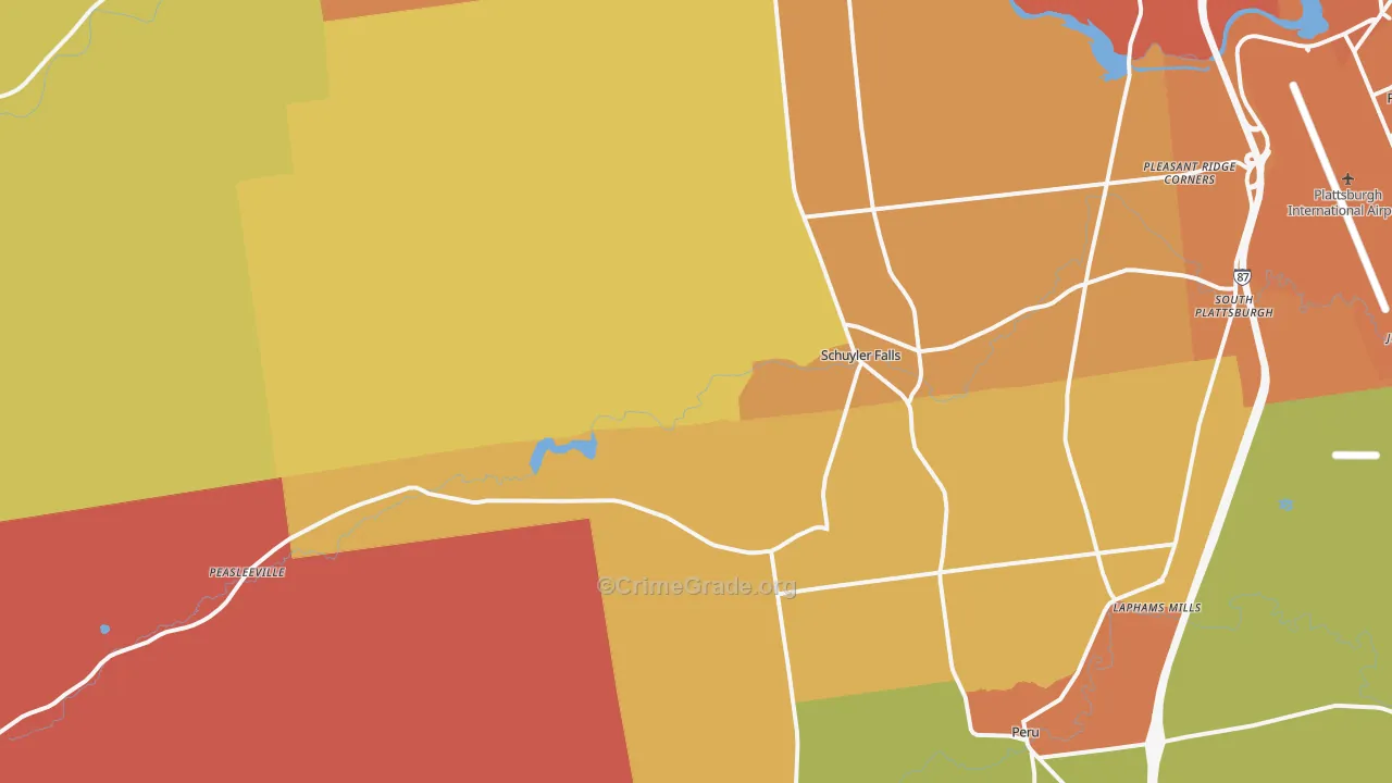 Schuyler Falls, NY Map of Burglary Rates