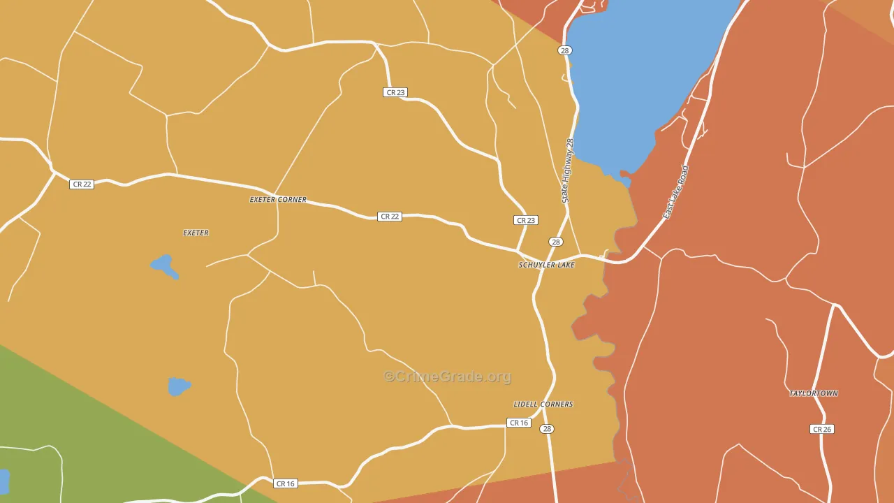 Schuyler Lake, NY Map of Burglary Rates