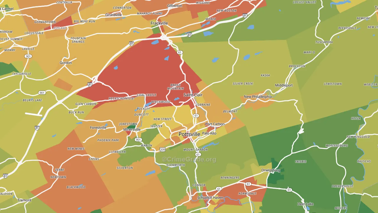 Schuylkill County, PA Map of Burglary Rates