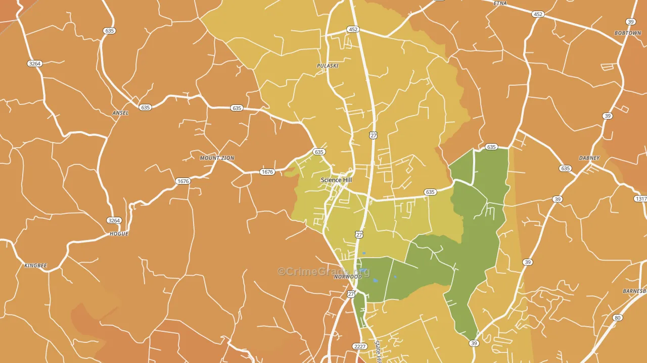 Science Hill, KY Map of Burglary Rates