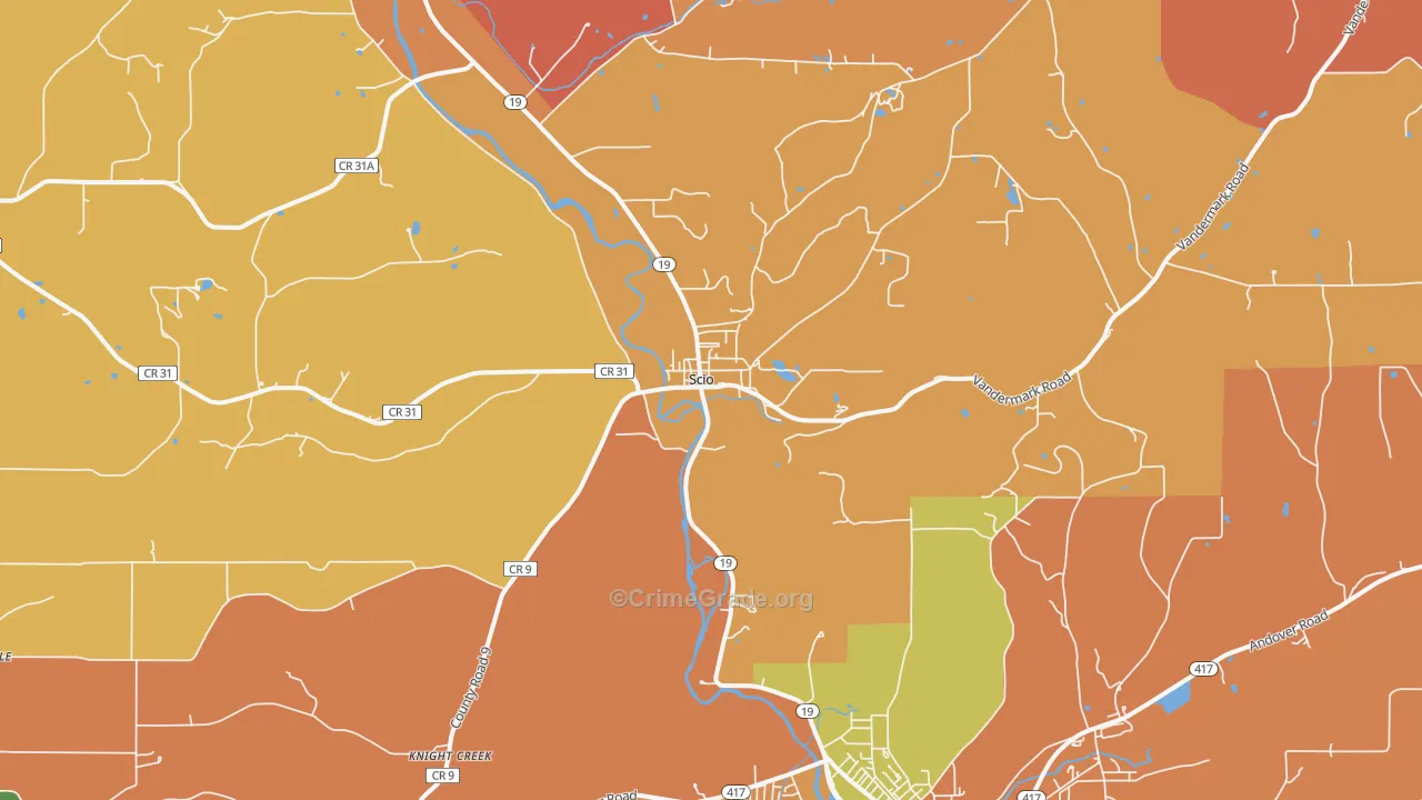 Scio, NY Map of Burglary Rates