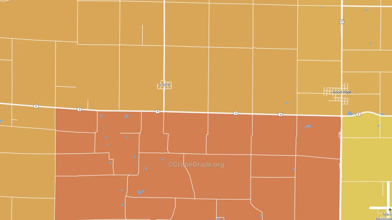 Sciota, IL Map of Burglary Rates