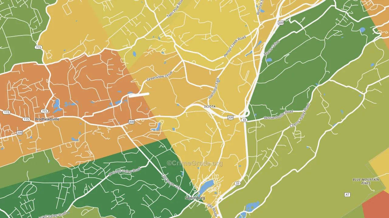 Sciota, PA Map of Burglary Rates