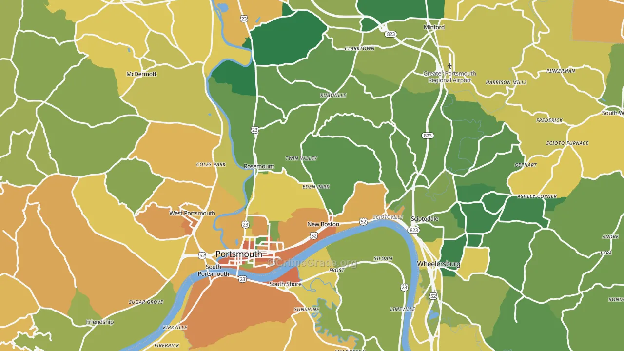 Scioto County, OH Map of Burglary Rates