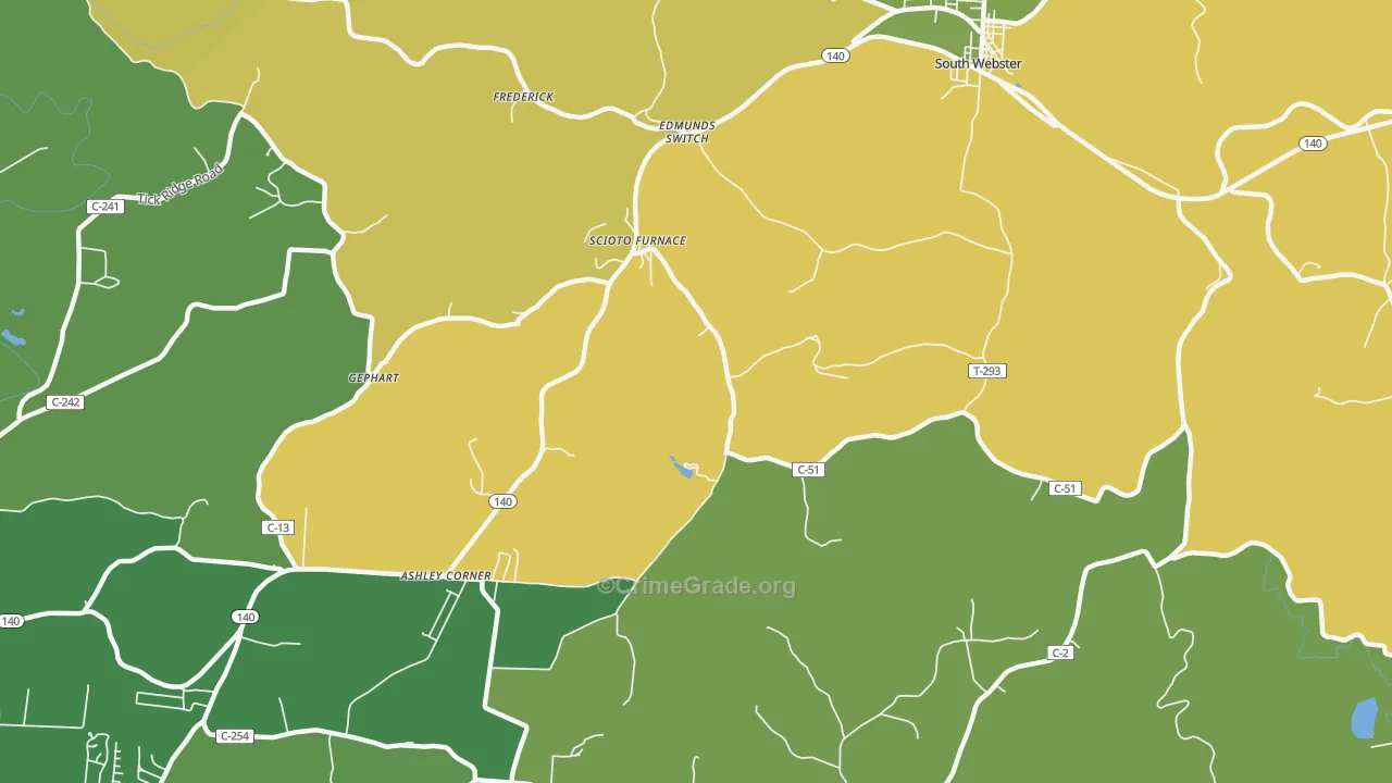 Scioto Furnace, OH Map of Burglary Rates