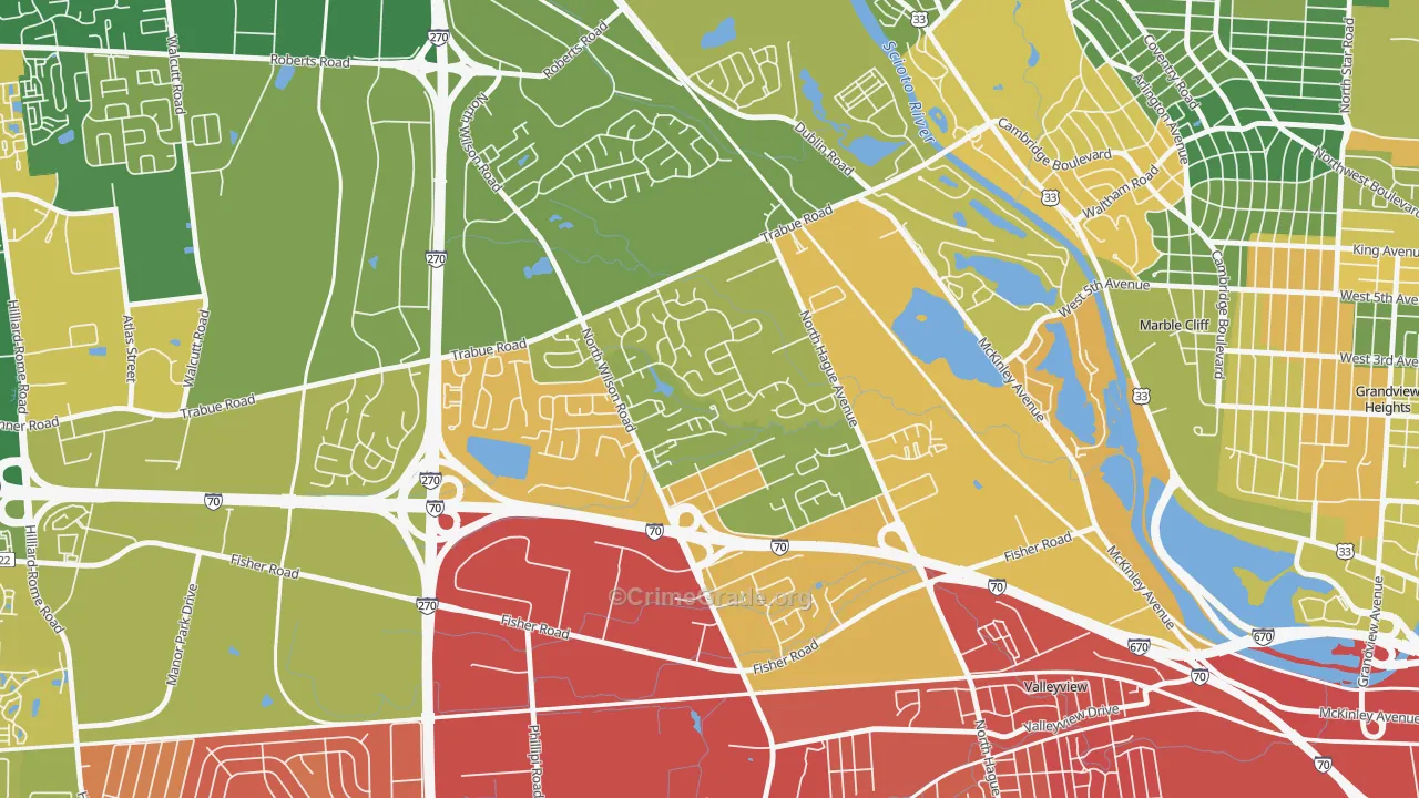 Scioto Woods, Columbus, OH Map of Burglary Rates