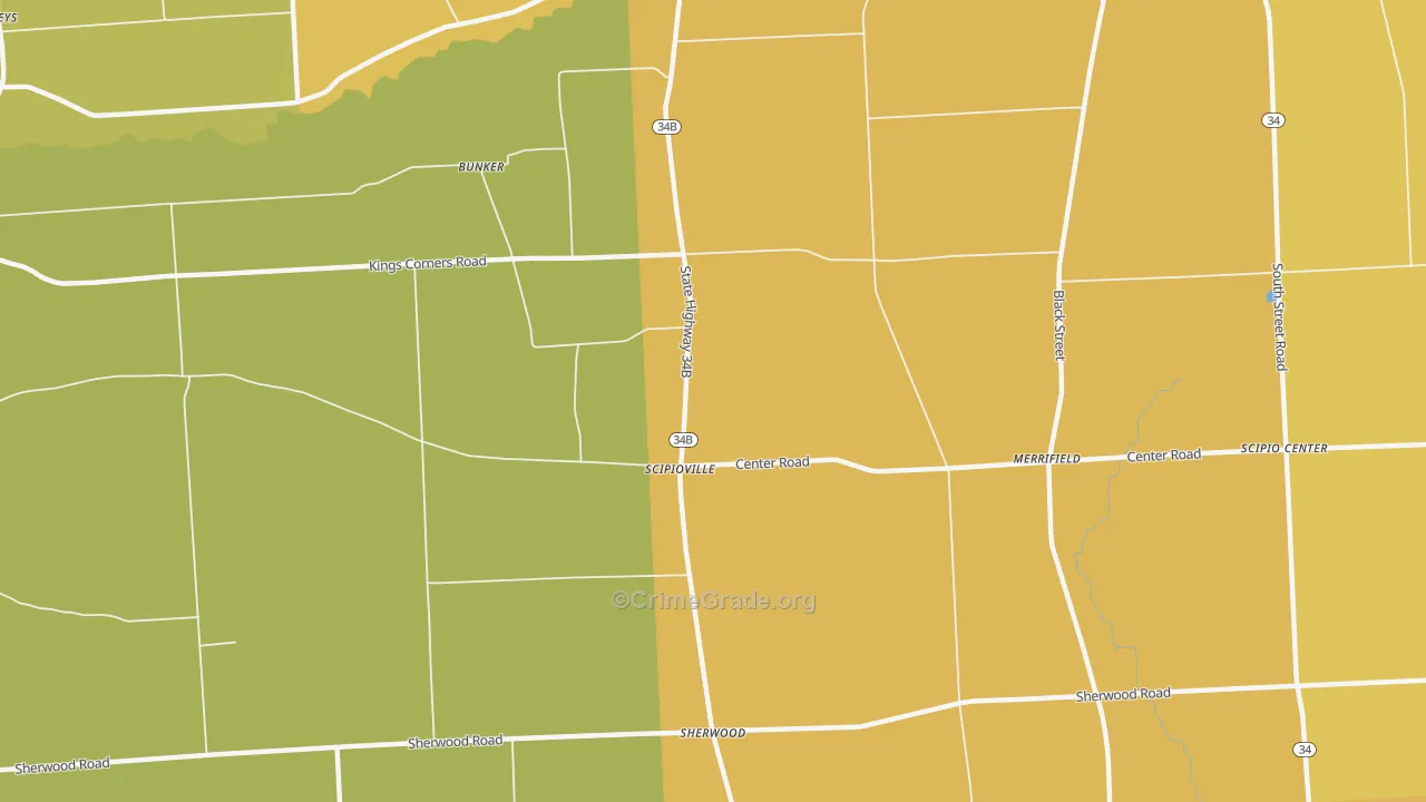 Scipioville, NY Map of Burglary Rates