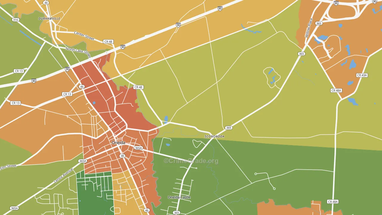Sconondoa, NY Map of Burglary Rates