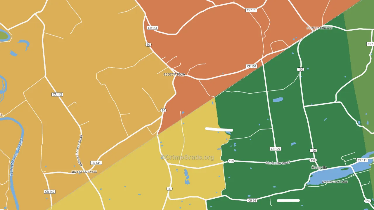 Scotch Bush, NY Map of Burglary Rates