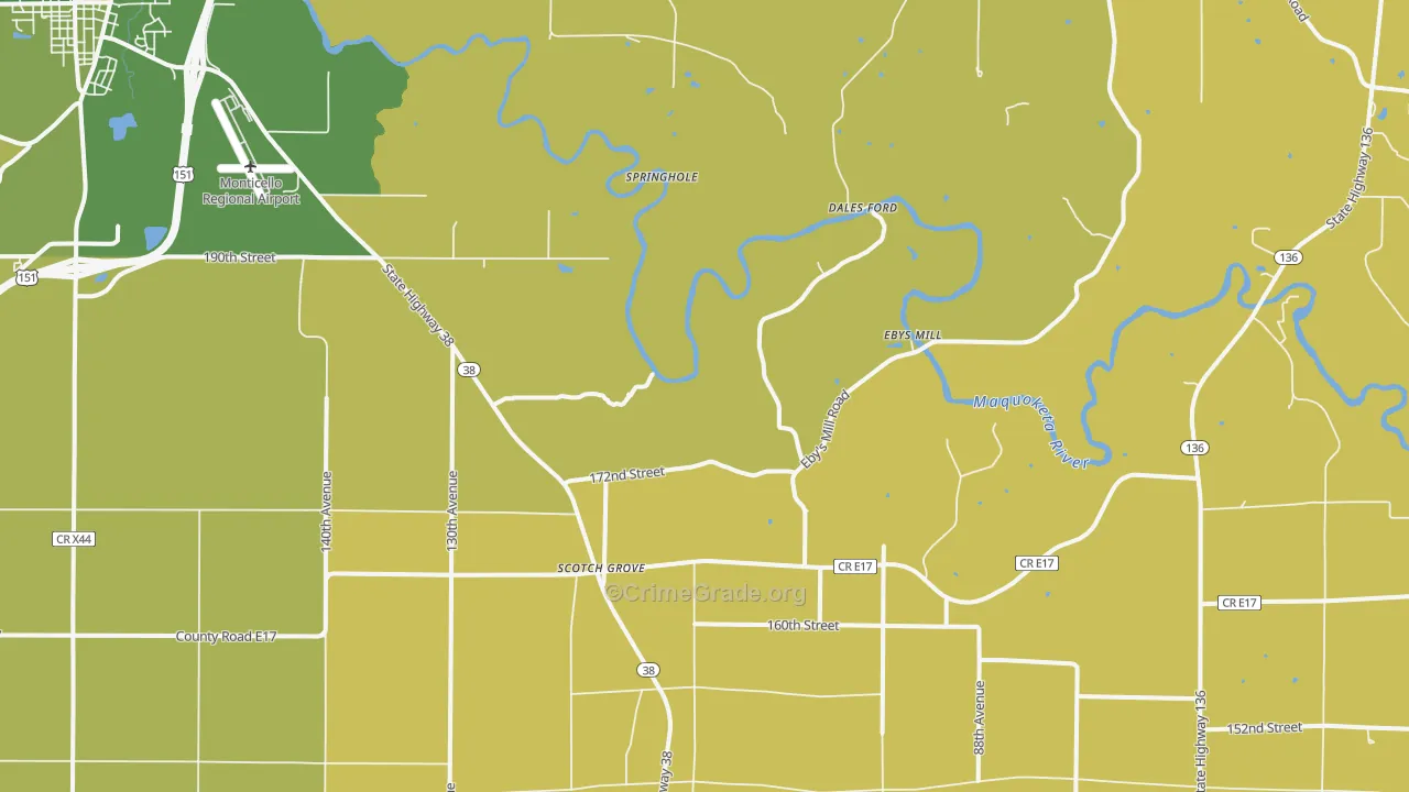 Scotch Grove, IA Map of Burglary Rates