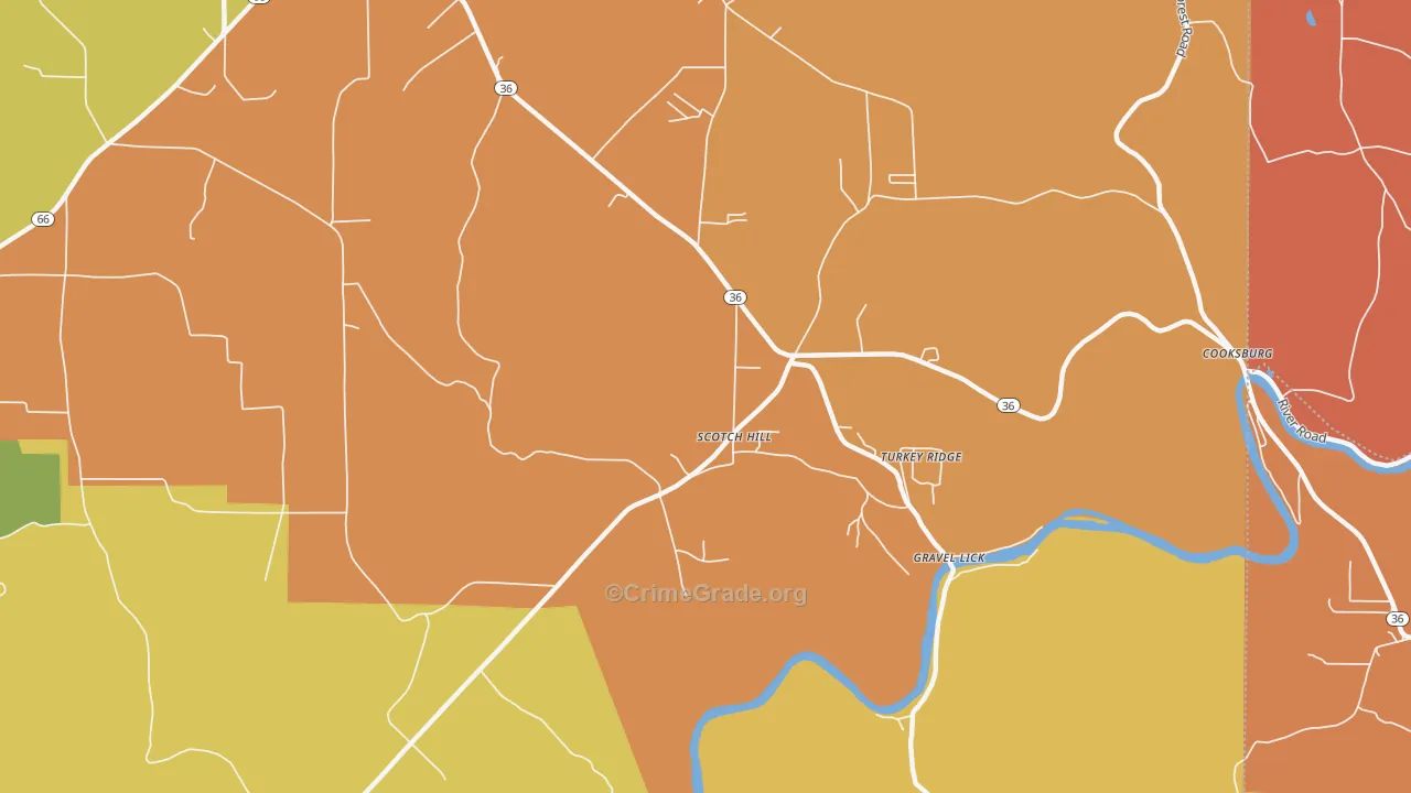 Scotch Hill, PA Map of Burglary Rates