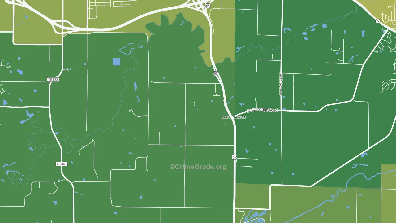 Scotch Ridge, IA Map of Burglary Rates