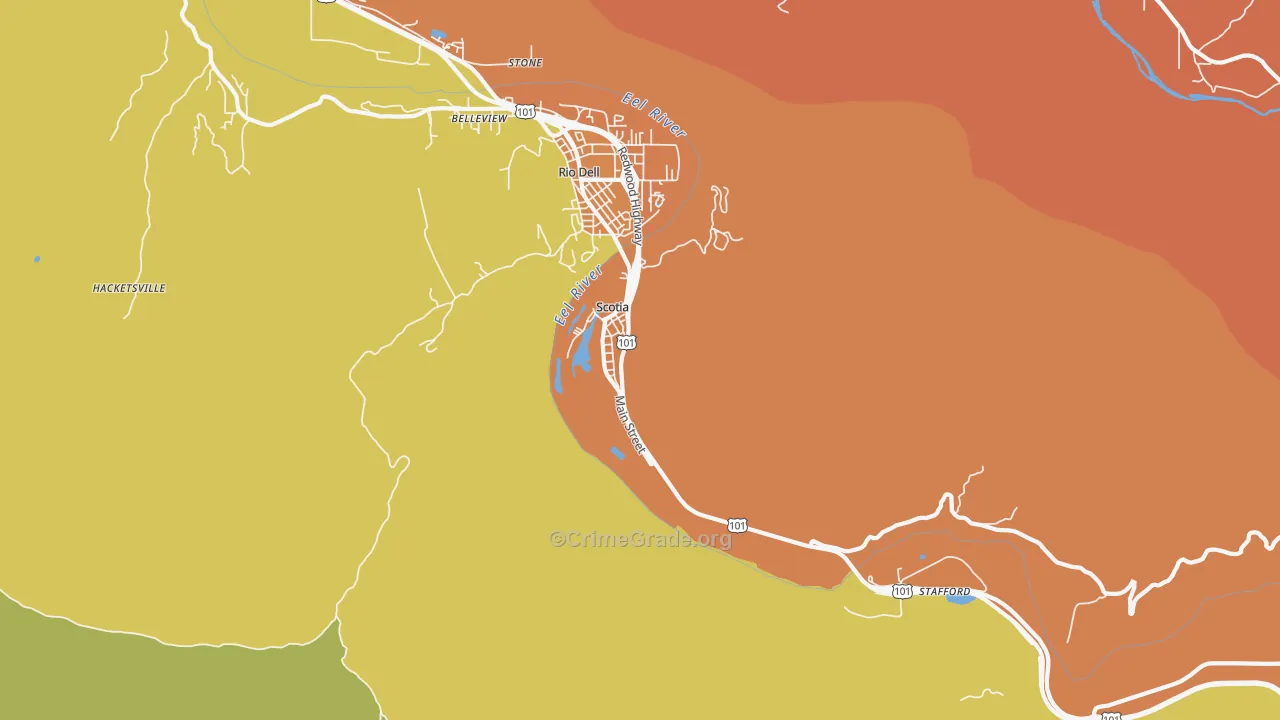 Scotia, CA Map of Burglary Rates