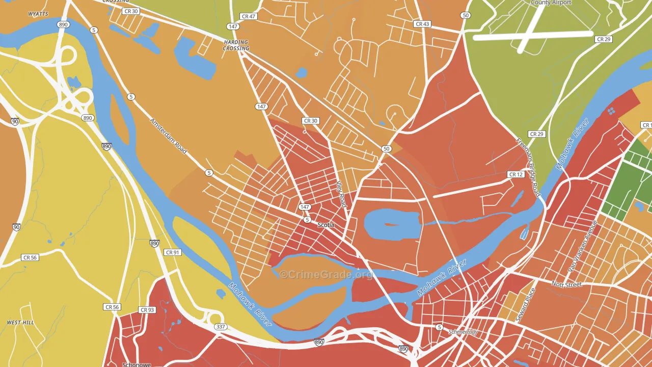 Scotia, NY Map of Burglary Rates