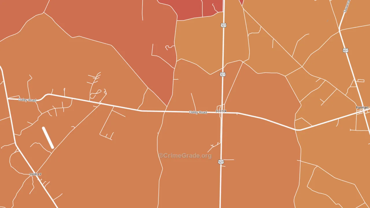 Scotia, SC Map of Burglary Rates