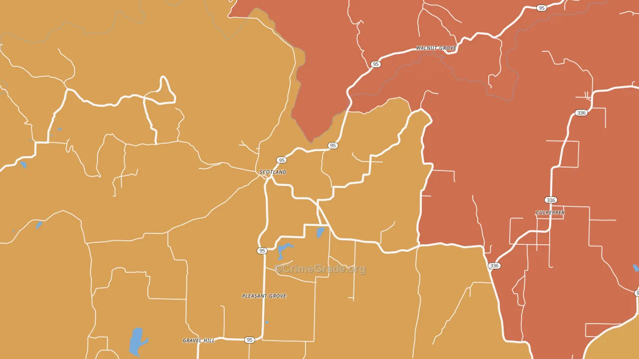 Scotland, AR Map of Burglary Rates