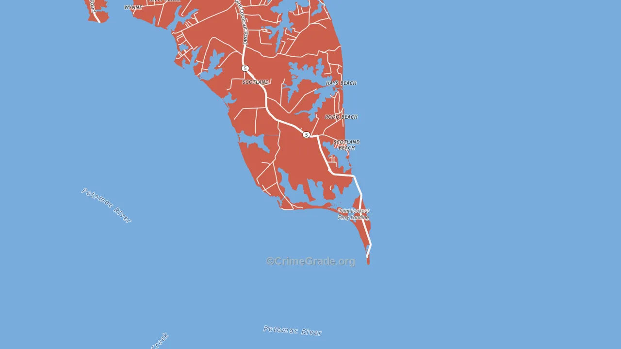 Scotland Beach, MD Map of Burglary Rates