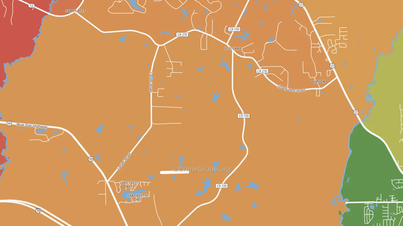Scotland, FL Map of Burglary Rates