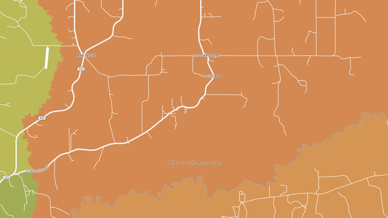 Scotland Fork, MS Map of Burglary Rates
