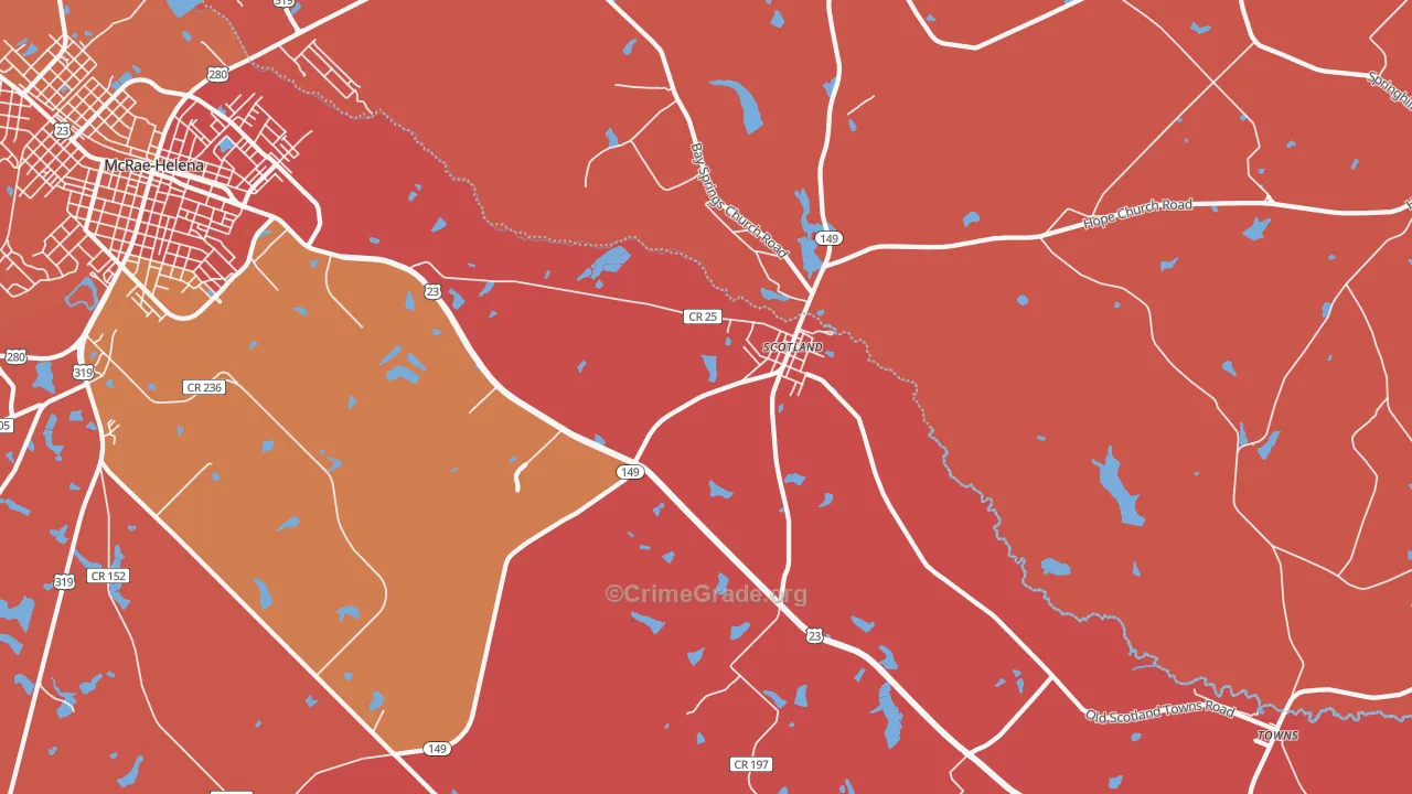Scotland, GA Map of Burglary Rates