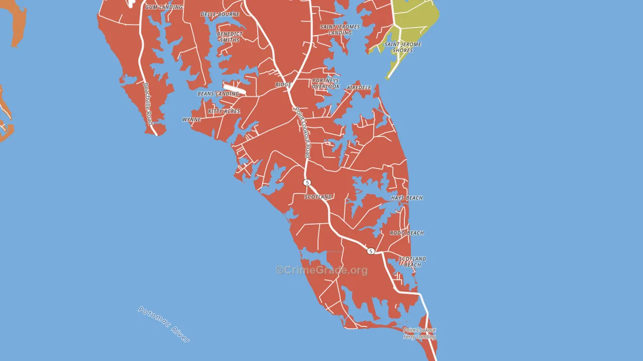 Scotland, MD Map of Burglary Rates
