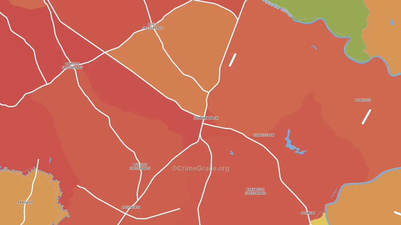Scotland Neck, NC Map of Burglary Rates