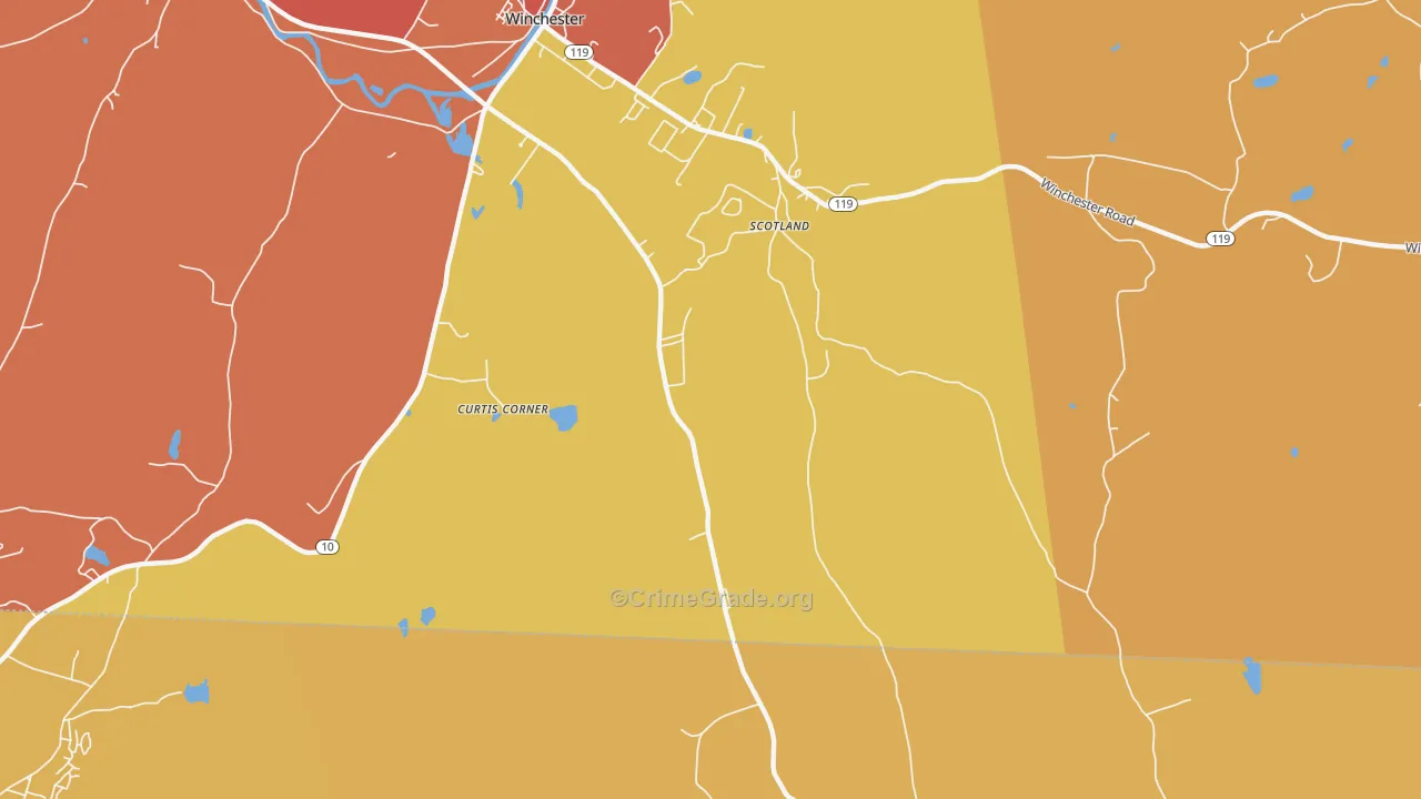Scotland, NH Map of Burglary Rates