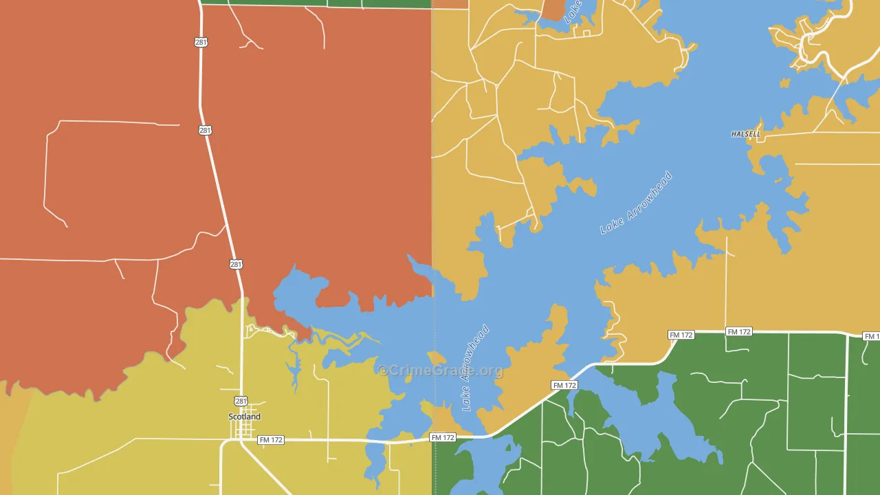 Scotland, TX Map of Burglary Rates