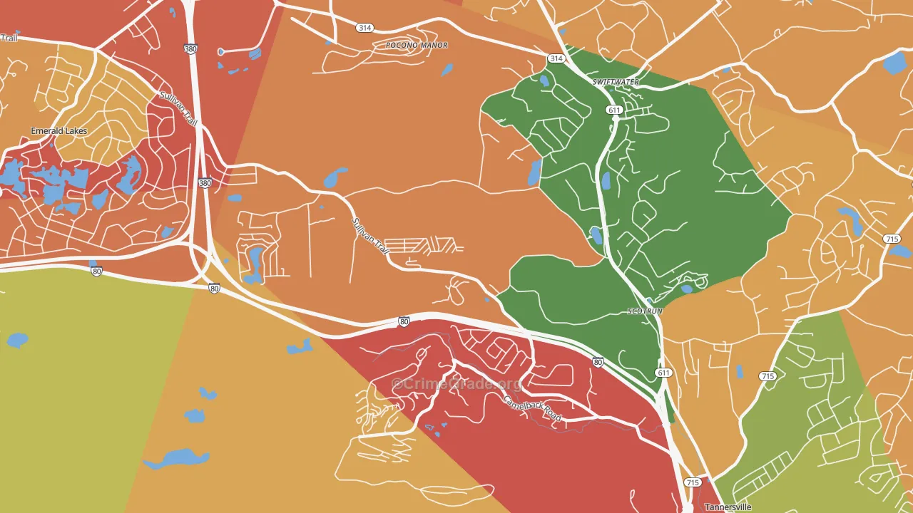 Scotrun, PA Map of Burglary Rates