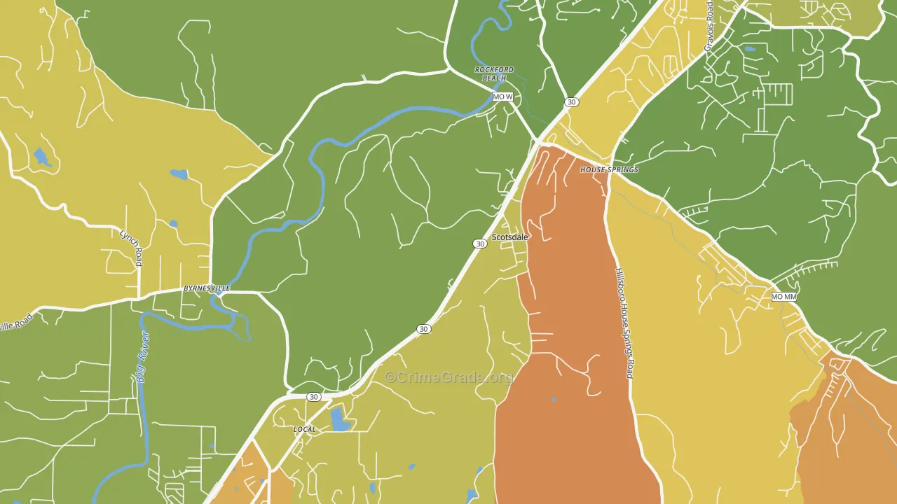 Scotsdale, MO Map of Burglary Rates
