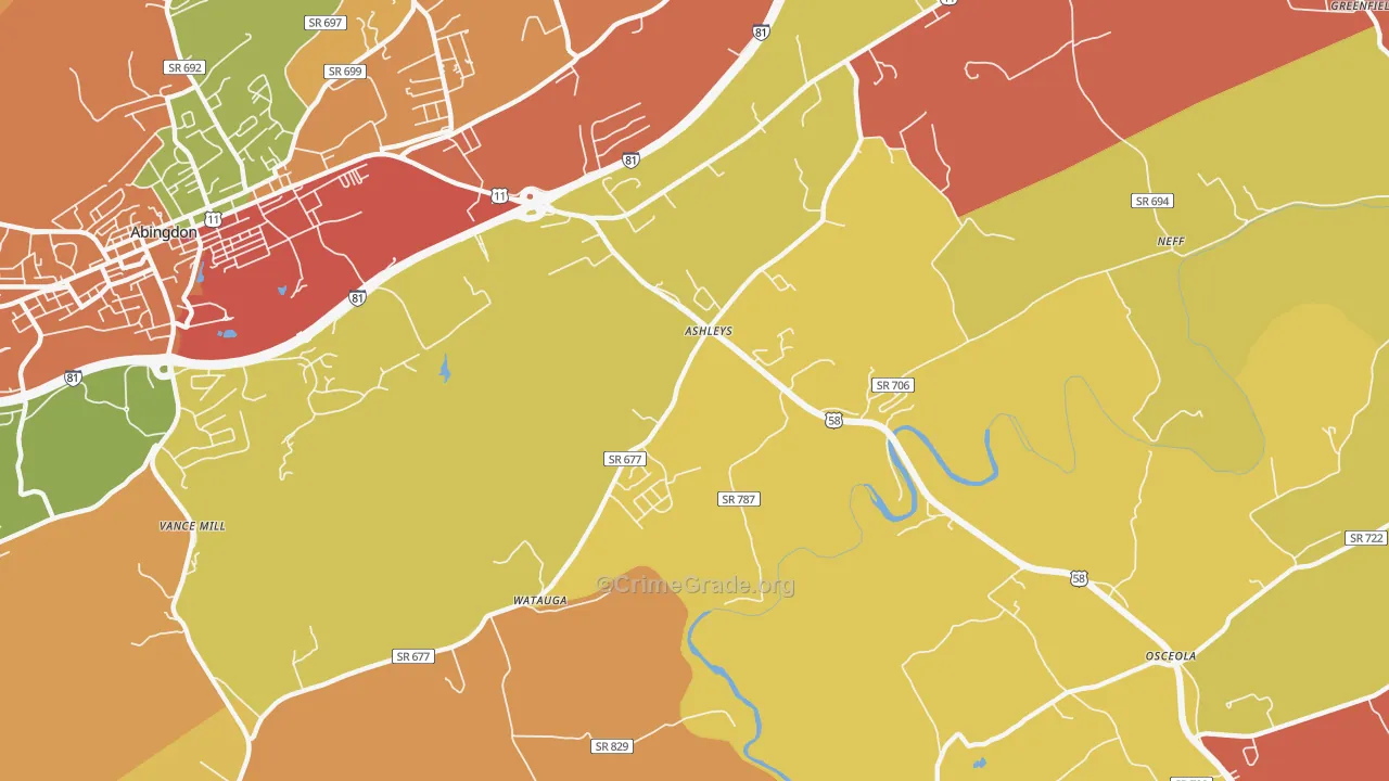 Scott Addition, VA Map of Burglary Rates
