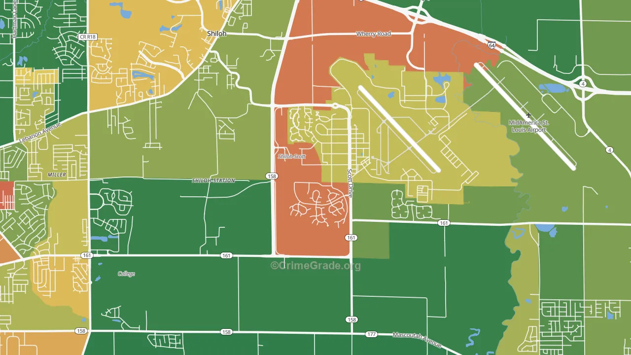 Scott AFB, IL Map of Burglary Rates