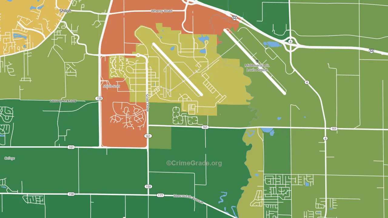 Scott Air Force Base, IL Map of Burglary Rates