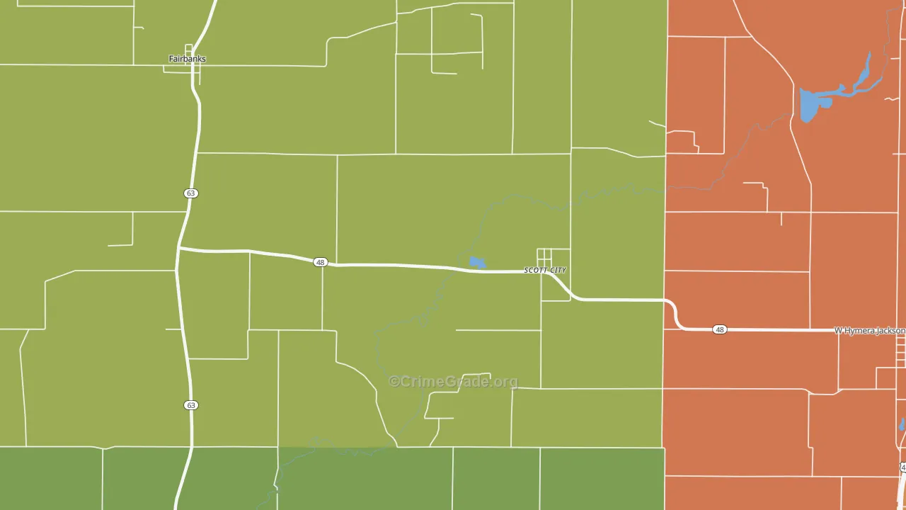 Scott City, IN Map of Burglary Rates
