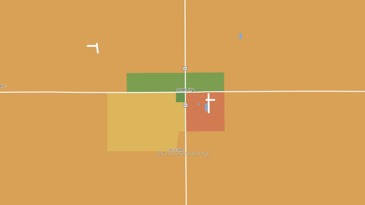 Scott City, KS Map of Burglary Rates