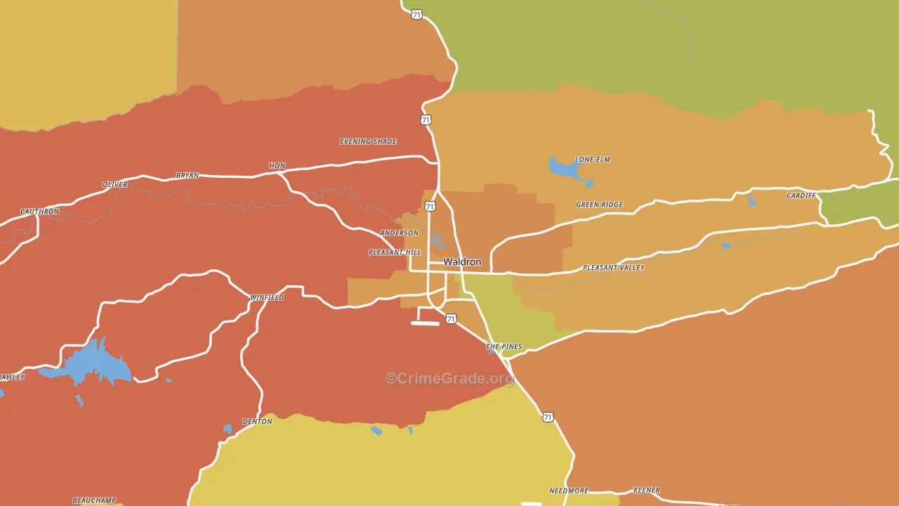 Scott County, AR Map of Burglary Rates