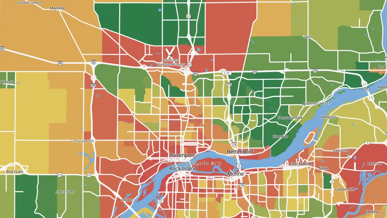 Scott County, IA Map of Burglary Rates