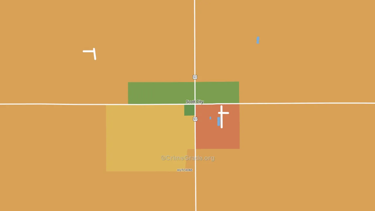 Scott County, KS Map of Burglary Rates