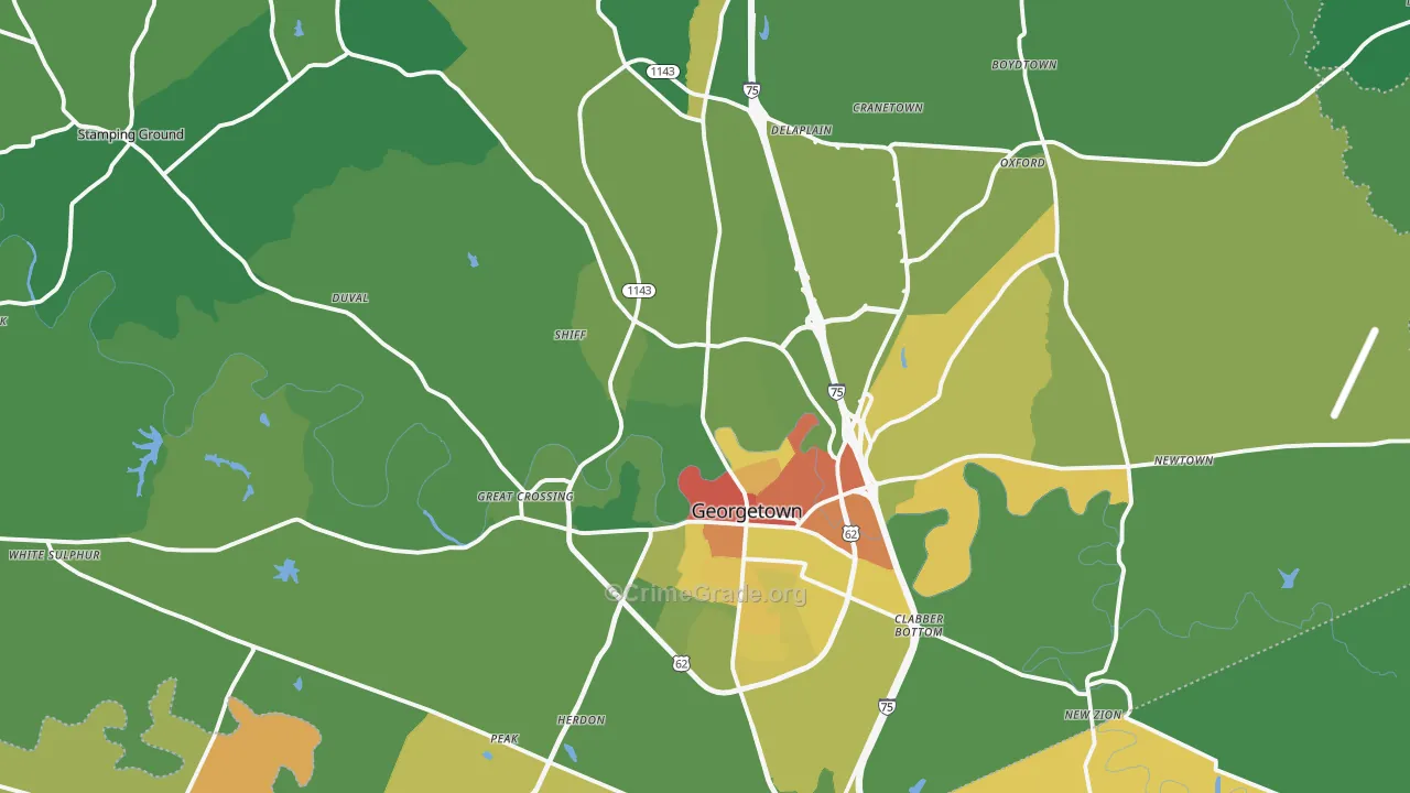 Scott County, KY Map of Burglary Rates
