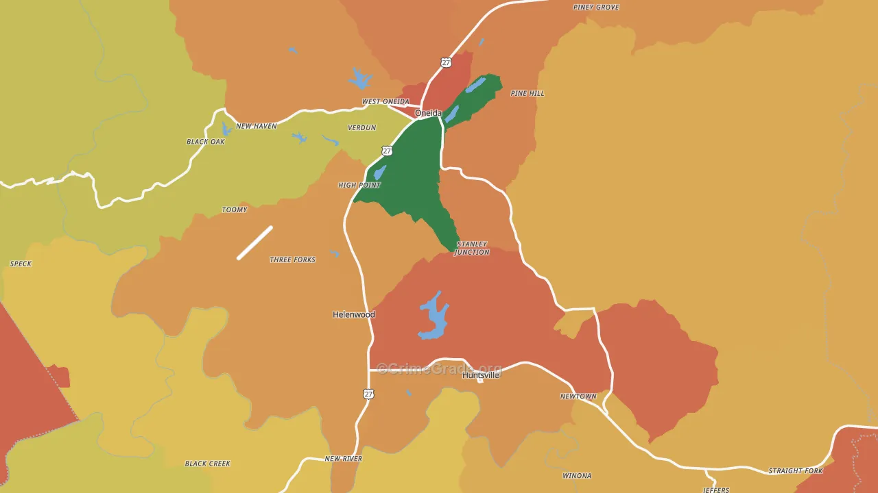 Scott County, TN Map of Burglary Rates