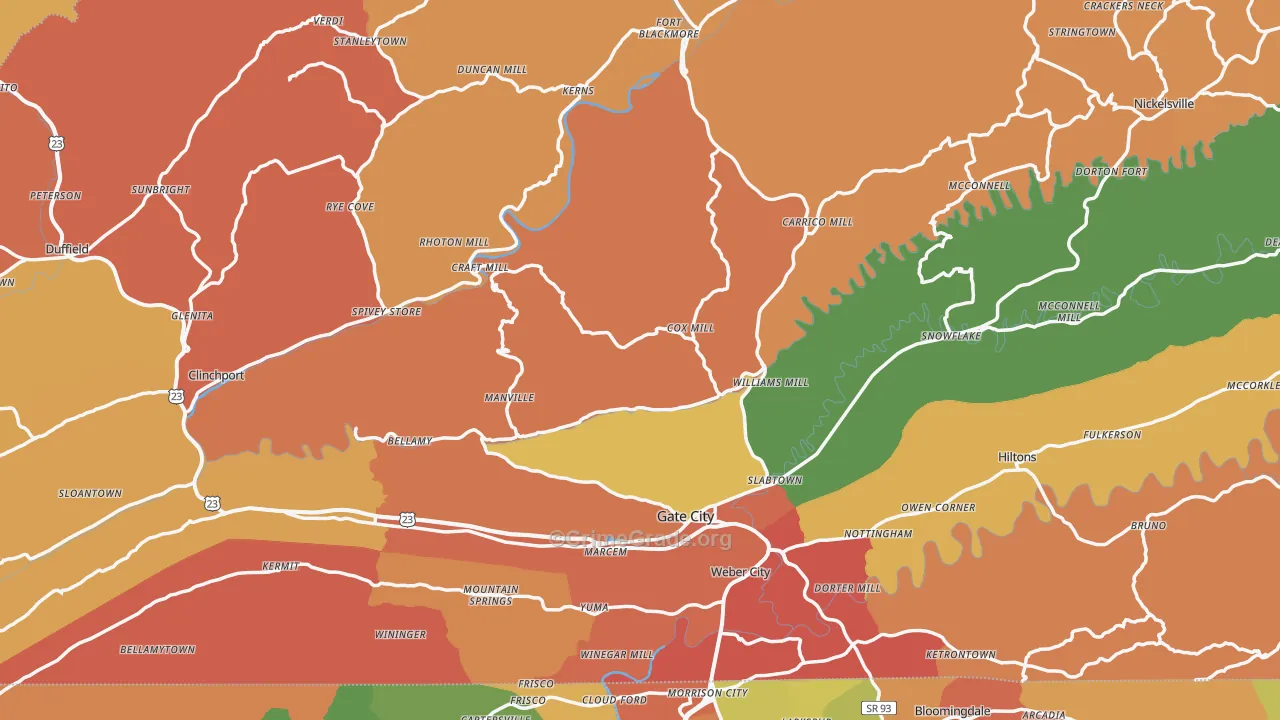 Scott County, VA Map of Burglary Rates