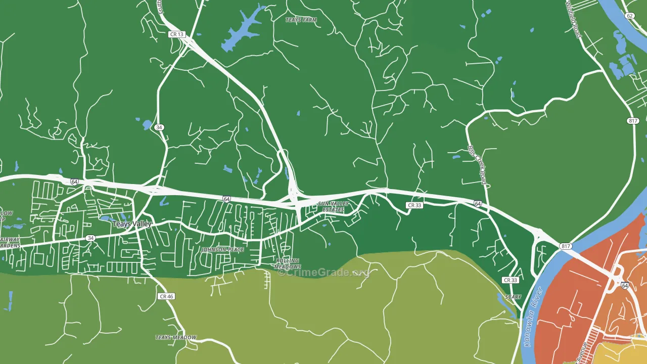 Scott Depot, WV Map of Burglary Rates