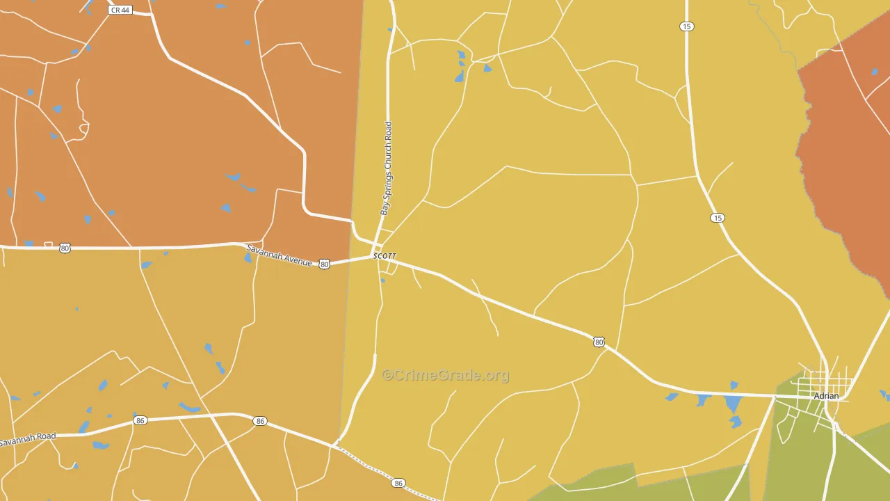 Scott, GA Map of Burglary Rates