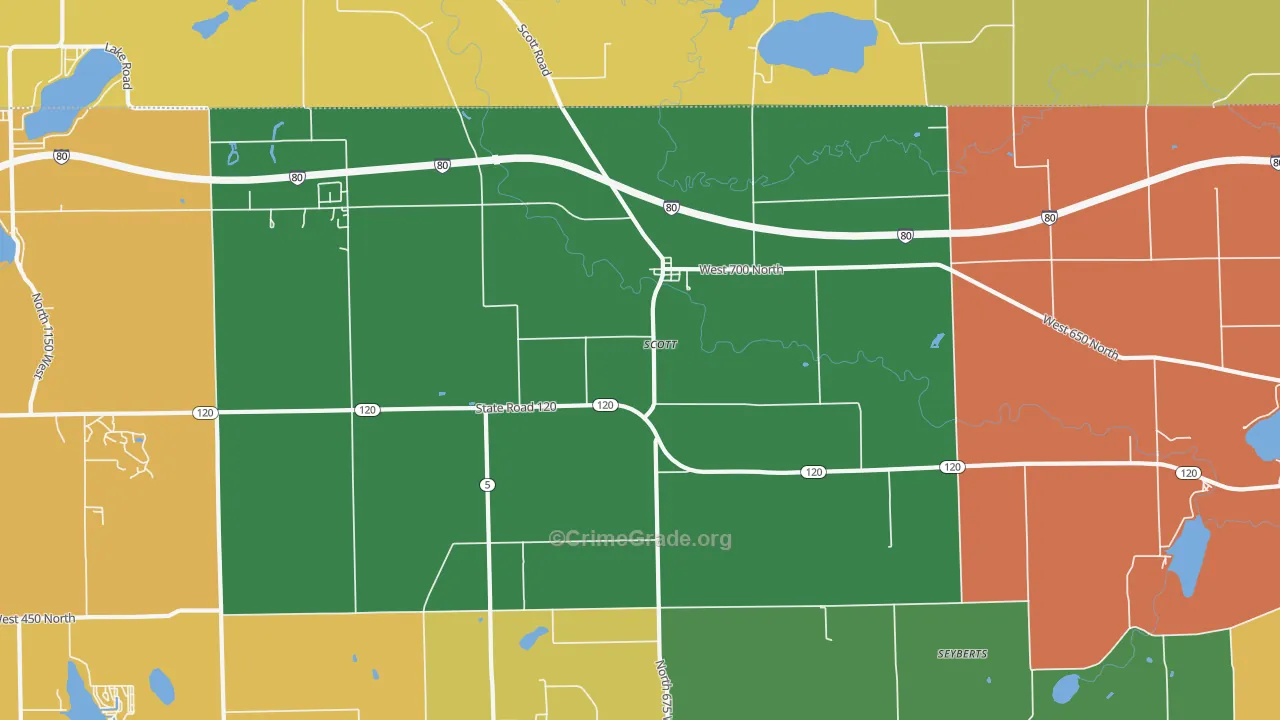 Scott, IN Map of Burglary Rates